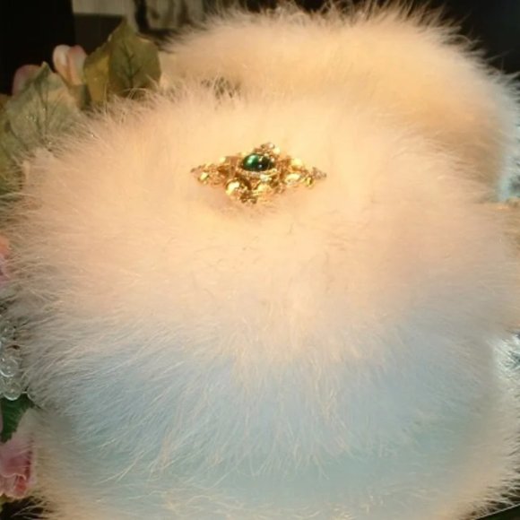 Jade Garden ~ 6 oz Scented Dusting Powder with Puff and Glass Stand by Rendition - Picture 3 of 5